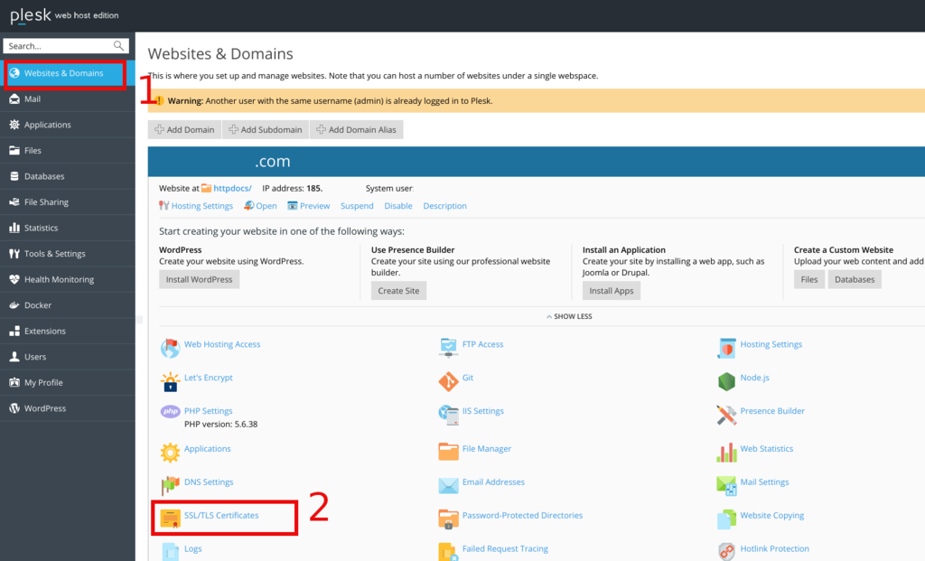 SSL/TLS Certificate Installation on Plesk Panel